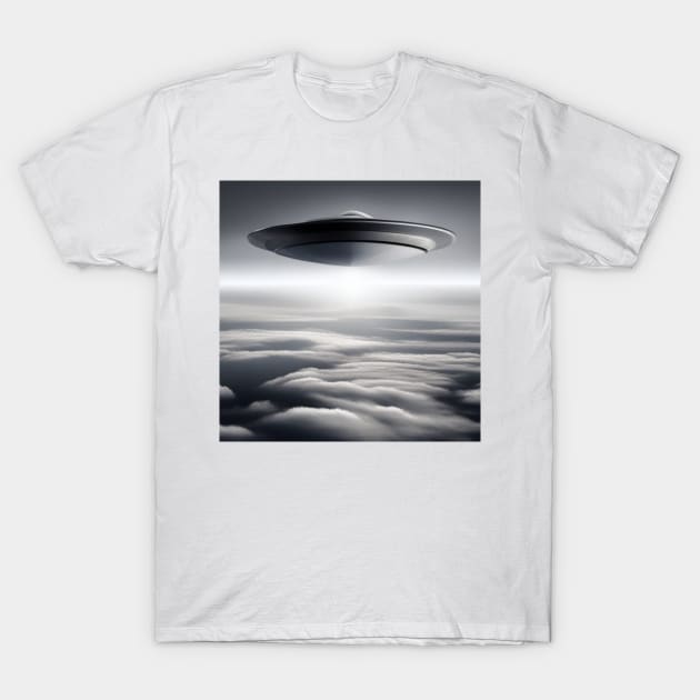 Monochrome Saucer T-Shirt by UFO CHRONICLES PODCAST